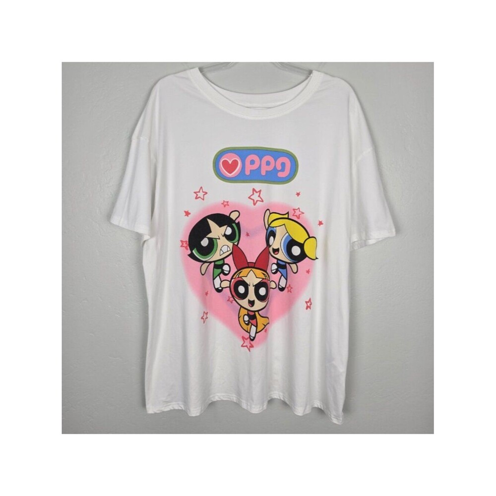 The Powerpuff Girls Cartoon Network Romwe T-Shirt Short Sleeve White Size 1XL